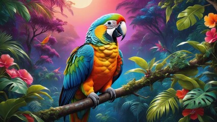 Fototapeta premium blue and yellow macaw ara created with generative AI software