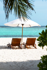 Beach lounger at the beach in Maldives