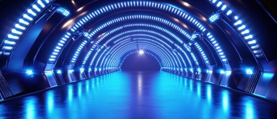 Futuristic Blue Neon Tunnel