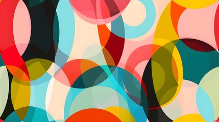 Abstract Colorful Overlapping Circles Seamless Pattern