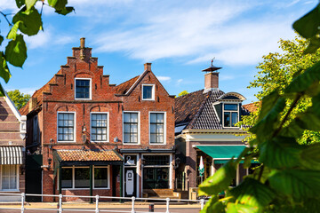 Beautiful brick buildings in the historical center of Balk, Friesland, Netherlands