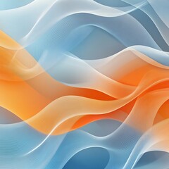 Obraz premium A vibrant abstract wave design featuring soft colors of blue, orange, and white, perfect for backgrounds and creative projects.