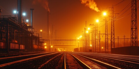 Fototapeta premium low angle industry background of petroleum industry factory