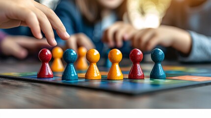 Close Up of Game Pieces on Board Game.