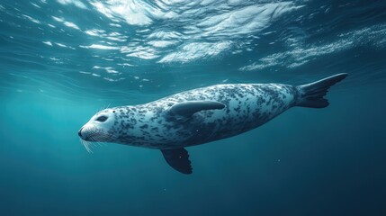 Harbor Seal Swimming Gracefully Underwater