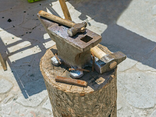 the antique blacksmith's tools