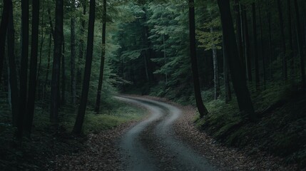 Fototapeta premium tall trees woodland along the country roadside, lush green forest with rural countryside way
