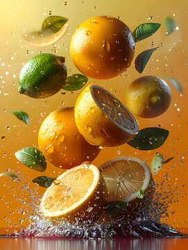 Citrus Splash: A Dance of Oranges and Lemons