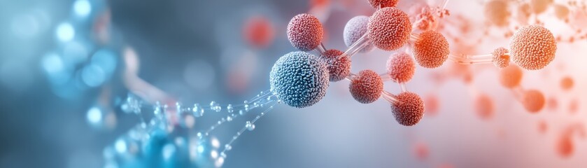 Abstract illustration of molecular structures showcasing vibrant colors, representing scientific innovation and discovery.