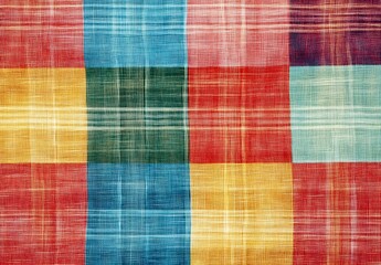 Fototapeta premium Colorful Plaid Fabric Texture Background - Retro Check Pattern