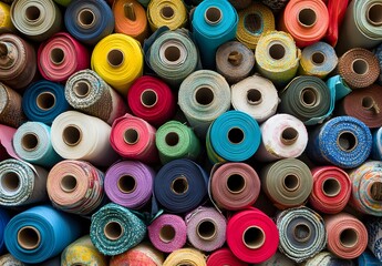 Fototapeta premium Colorful Fabric Rolls Background Pattern