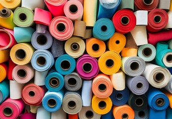 Colorful Fabric Rolls Pattern Background