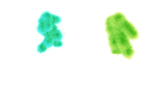Two 3D hair fur characters dance 4l