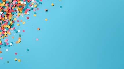 Colorful Confetti Falling on Blue Background Banner