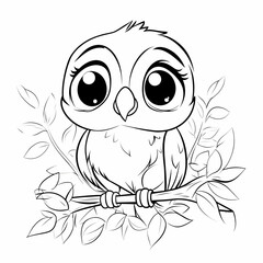 Obraz premium Cute Cartoon Owl Perched on a Branch Illustration