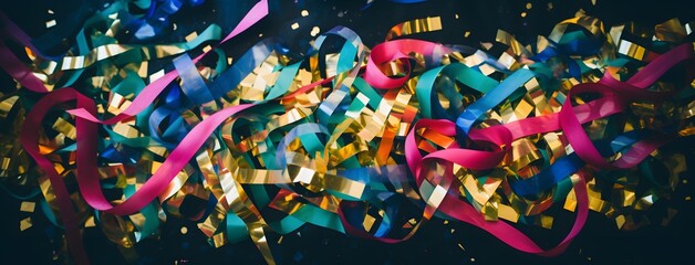 Obraz premium Colorful Streamers and Confetti for Festive Celebrations
