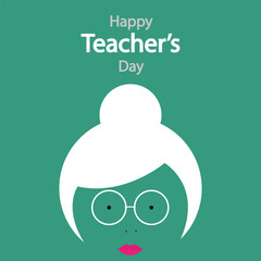 Teachers day happy portrait, vector art illustration.