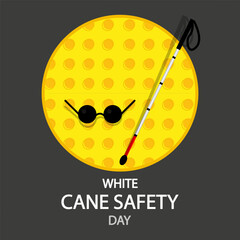 White cane safety day black sunglasses, vector art illustration.