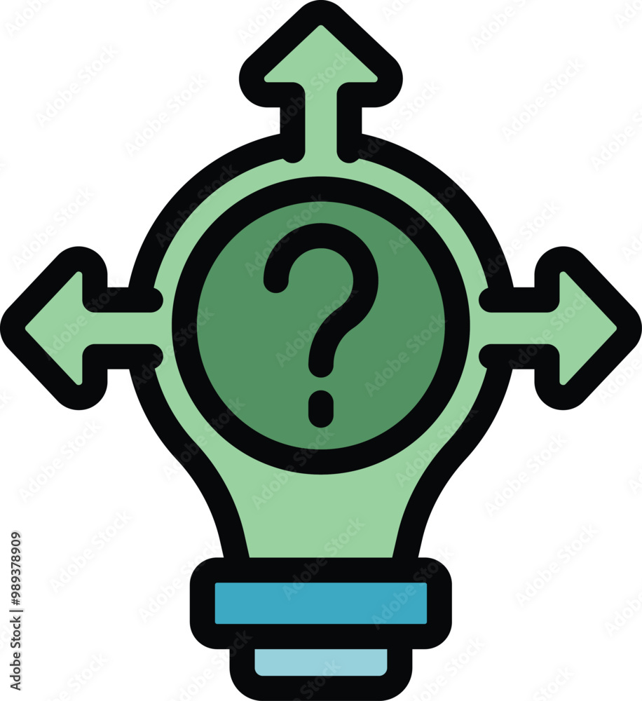 Poster light bulb with question mark inside is showing confusion about making decision and choosing right s