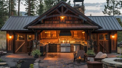 Obraz premium Rustic Outdoor Kitchen Design