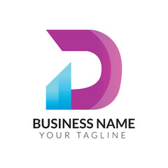 D abstract modern minimalist typography 3d colorful letter logo design template