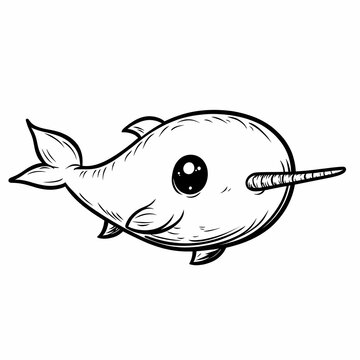 recommend clip art: Cute Cartoon Narwhal Illustration