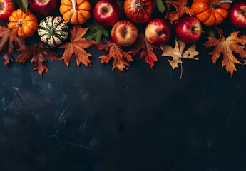 Autumn Leaves & Fruits Thanksgiving Banner