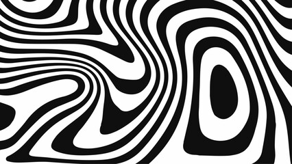 Abstract  Modern pattern with black and white stripes. Psychedelic pattern. Dynamic style. Vector illustration.