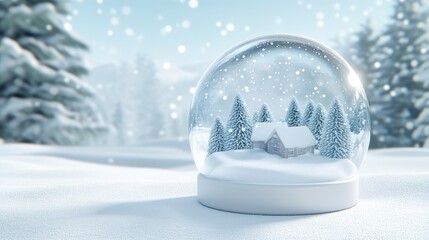 Explore the enchanting charm of a vintage Christmas snow globe capturing serene houses and trees amidst a snowy wonderland