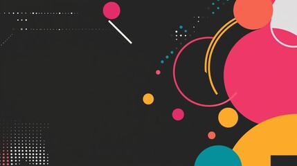 Obraz premium creative colorful geometric shape circle dots and lines, minimalist modern trendy design elements abstract background, banner , flyers design, black pink orange