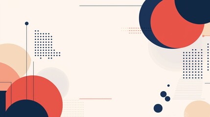 Obraz premium creative colorful geometric shape circle dots and lines, minimalist modern trendy design elements abstract background, banner , flyers design, blue red white 