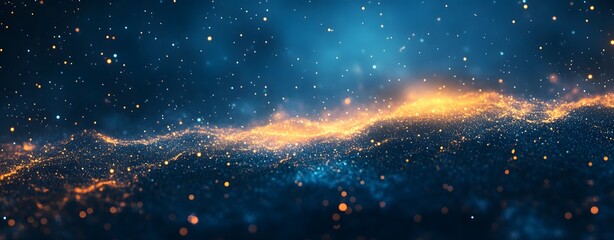 Obraz premium Abstract Blue Gradient Background with Golden Light