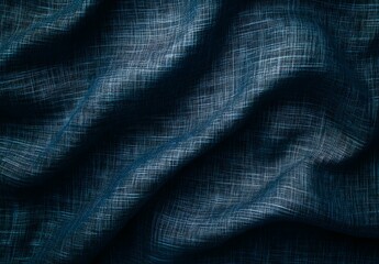 Fototapeta premium Dark Blue Linen Fabric Texture Background