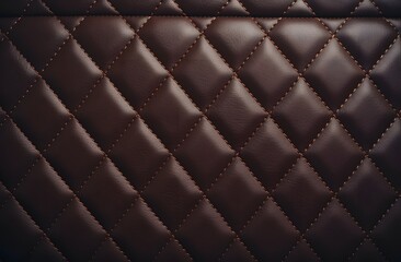 Fototapeta premium Dark Brown Leather Diamond Pattern with Stitching