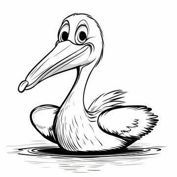 recommend clip art: Cartoon Illustration of a Pelican Swimming in Water