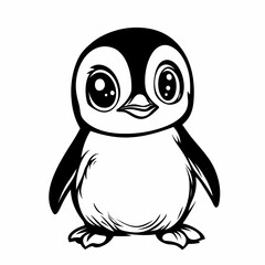 Obraz premium Cute Penguin Illustration Black and White