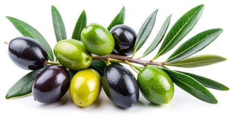 Olive Branch with Green and Black Olives, Mediterranean, Food , olive, branch