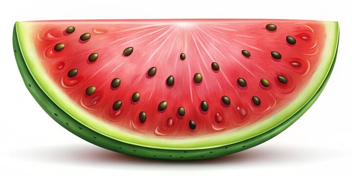Watermelon Slice with Seeds - 3D Illustration, Summer Fruit, Watermelon, ,fruit
