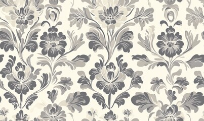 Light gray and light green floral pattern on a light beige background