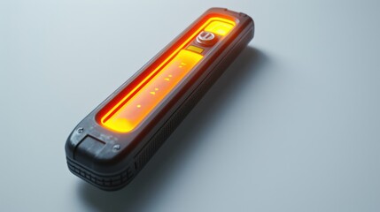 Futuristic Device with Glowing Orange Light