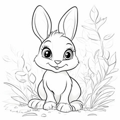 Cute Bunny Illustration in Grass