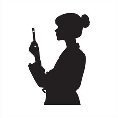 Scientist silhouette on white background
