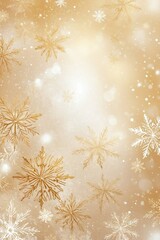 Golden White Christmas Background with Snowflakes, Creating a Refined Atmosphere of Warmth