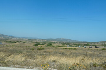 Obraz premium Panorama view on a clear summer day full of sun. Panorama of the island of Rhodes. 
