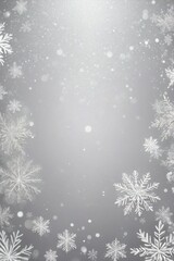 Obraz premium Silvery White Christmas Background with Delicate Snowflakes, Creating an Atmosphere of Magic