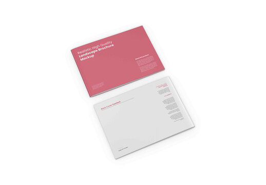 Landscape Brochure Mockup - Cover and Back Cover - Half Side View 02