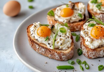 Easter Cottage Cheese Toast with Quail Eggs