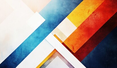 Fototapeta premium Colorful arrow-shaped background, with white space in the center of each color, and geometric shapes Generative AI