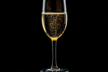 Champagne Glass On A Black Background