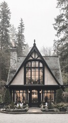 Fototapeta premium A black and white photo of a house